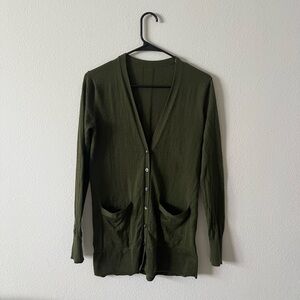 Banana Republic Olive Green Fine Merino Wool Sweater Cardigan
